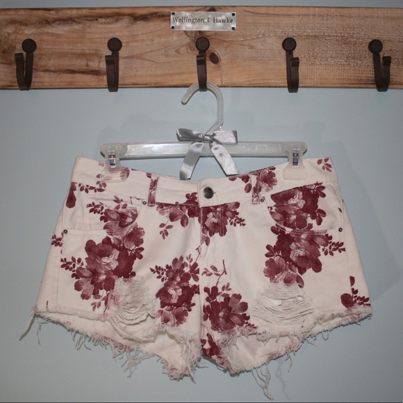 Denim Rose-Printed Shorts - Picture 2 of 4